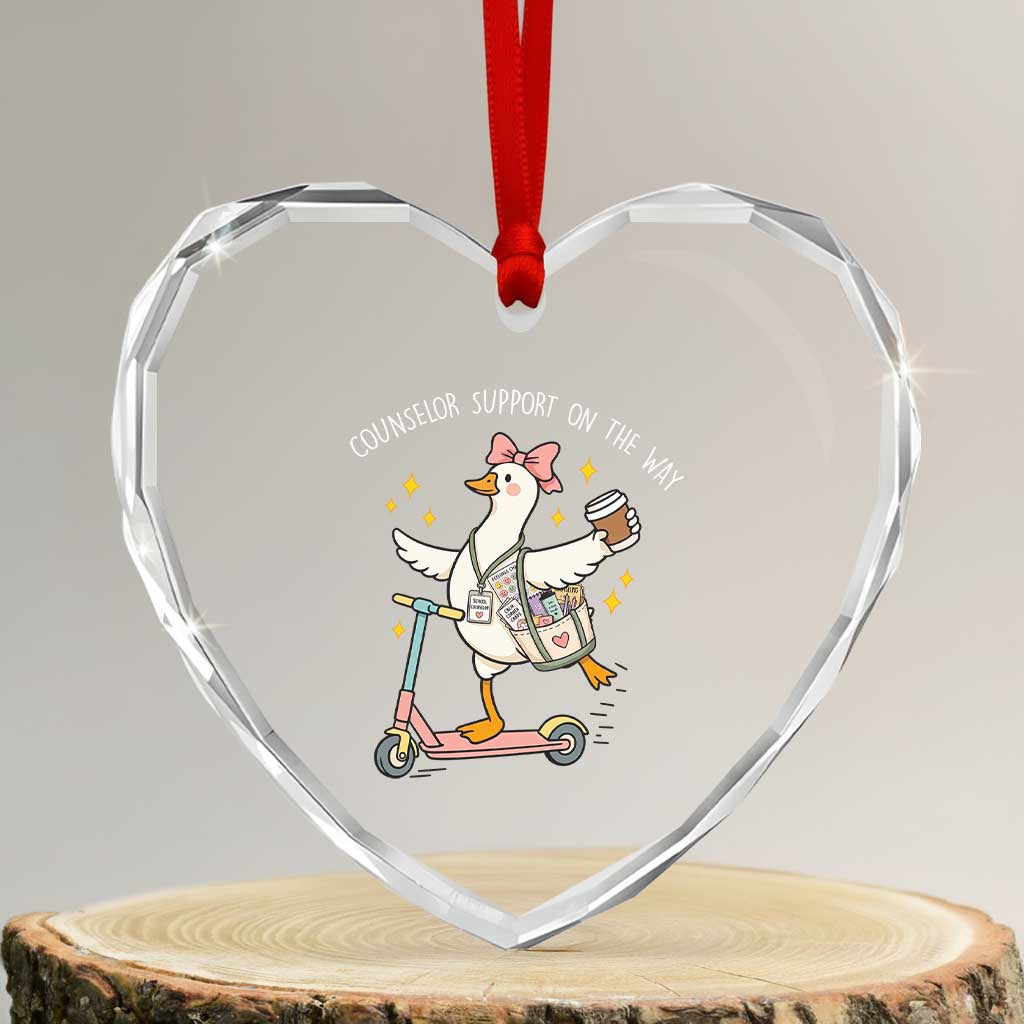 Counselor Support On The Way Heart Crystal Glass Ornament Silly Goose School Counselor