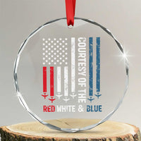 Courtesy of the Red White and Blue Crystal Glass Ornament US Military Patriotic American Flag TS02
