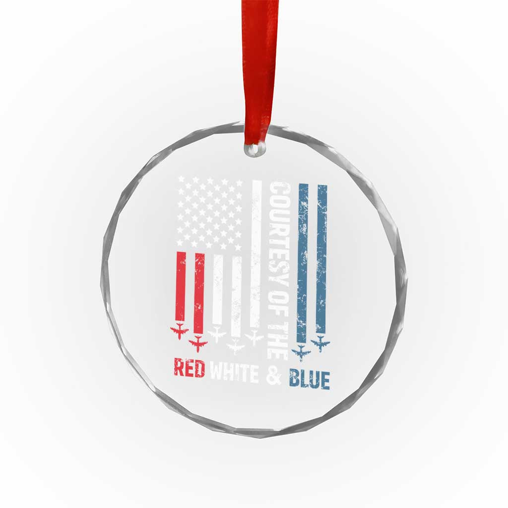 Courtesy of the Red White and Blue Crystal Glass Ornament US Military Patriotic American Flag TS02