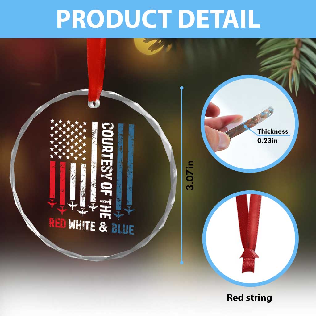 Courtesy of the Red White and Blue Crystal Glass Ornament US Military Patriotic American Flag TS02