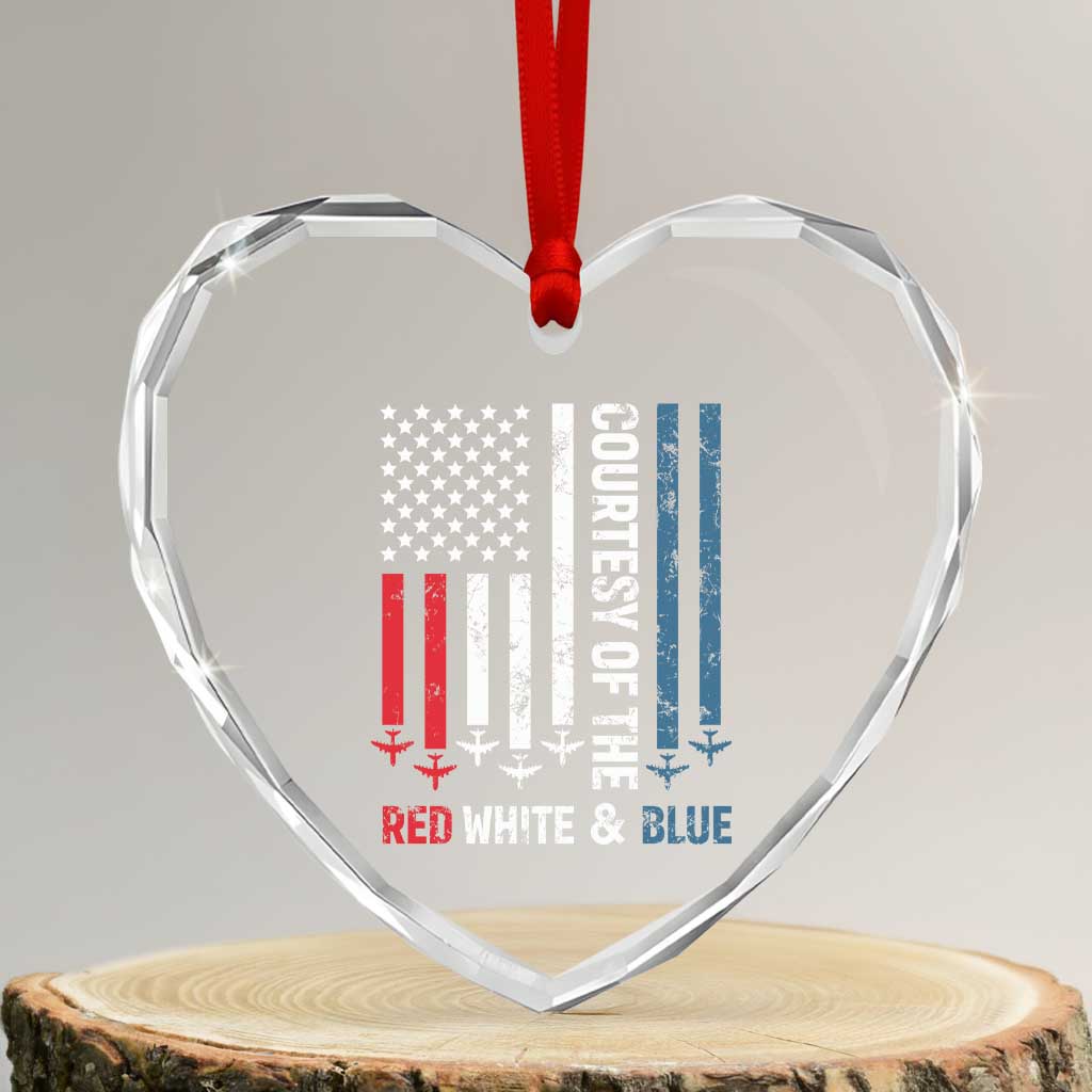 Courtesy of the Red White and Blue Heart Crystal Glass Ornament US Military Patriotic American Flag - Wonder Print Shop