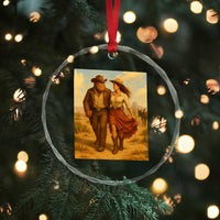 Cowboy Bigfoot Crystal Glass Ornament Funny Sasquatch Dancing Cowgirl Western Country - Wonder Print Shop