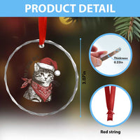 Cowboy Cat Christmas Crystal Glass Ornament Meowdy Western Rodeo - Wonder Print Shop