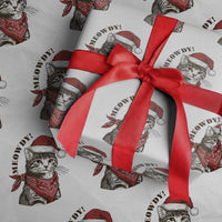 Cowboy Cat Christmas Wrapping Paper Roll Meowdy Western Rodeo - Wonder Print Shop