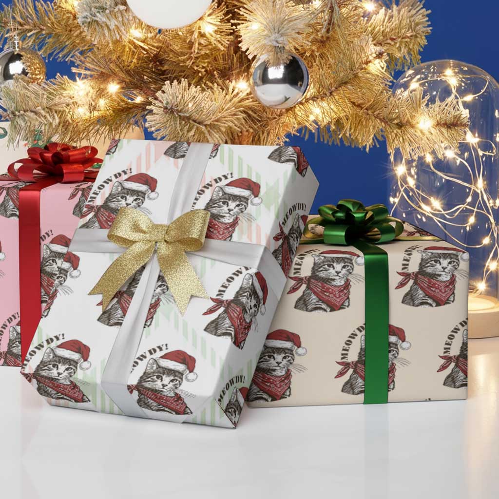 Cowboy Cat Christmas Wrapping Paper Roll Meowdy Western Rodeo - Wonder Print Shop