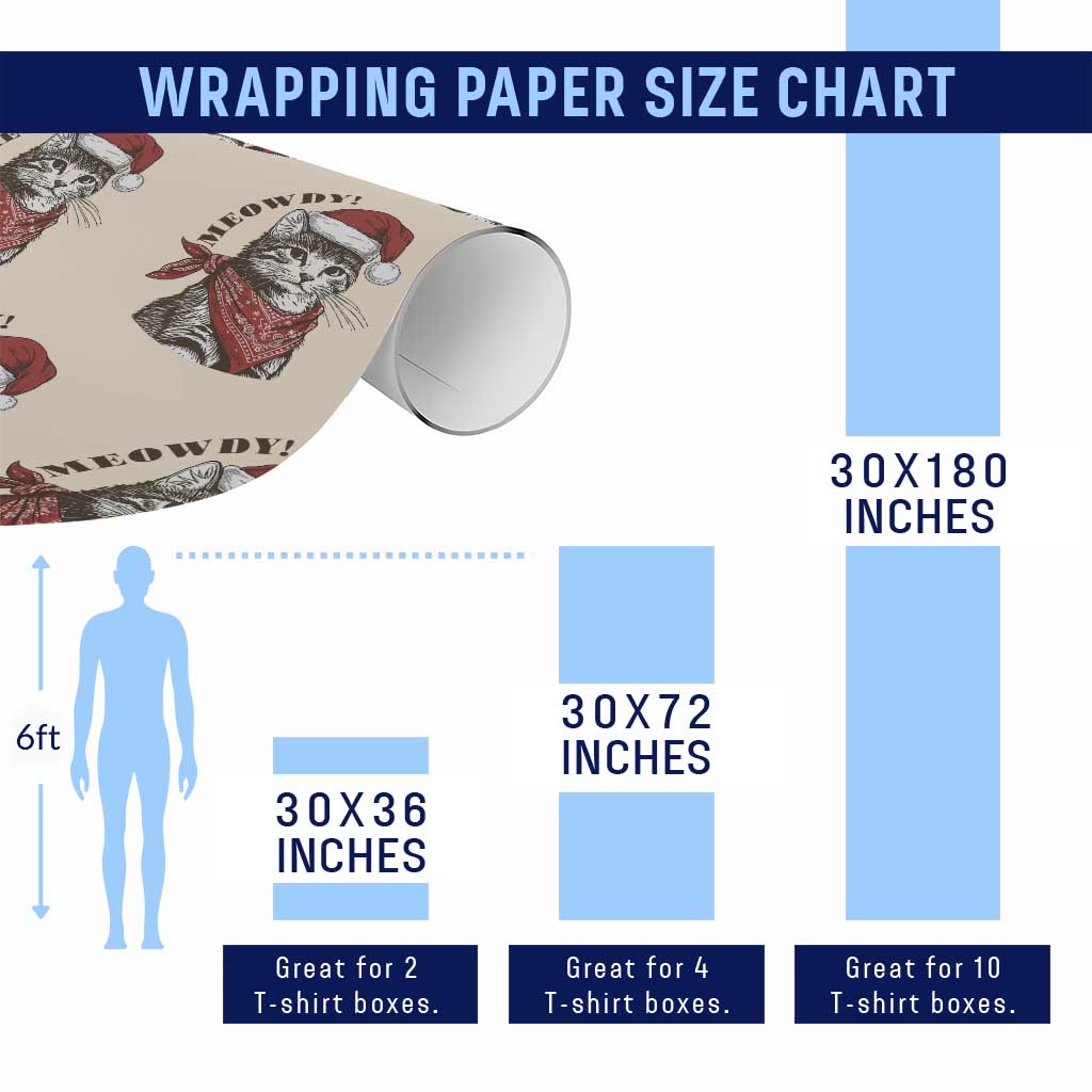 Cowboy Cat Christmas Wrapping Paper Roll Meowdy Western Rodeo - Wonder Print Shop