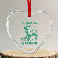Cowboy Cat St Patrick Day Heart Crystal Glass Ornament If I Shenan Once I'll Shenanigan