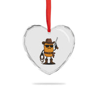 Cowboy Chicken Nugget Heart Crystal Glass Ornament Funny Food Gift - Wonder Print Shop