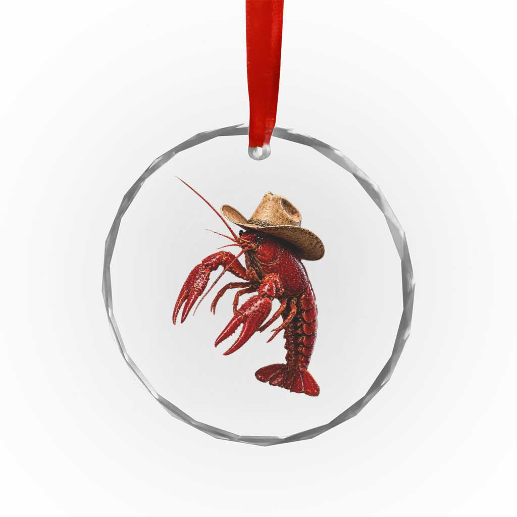 Cowboy Crawfish Crystal Glass Ornament Yeeclaw Western Country Seafood Lobster Cajun Lovers