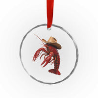 Cowboy Crawfish Crystal Glass Ornament Yeeclaw Western Country Seafood Lobster Cajun Lovers