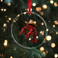 Cowboy Crawfish Crystal Glass Ornament Yeeclaw Western Country Seafood Lobster Cajun Lovers