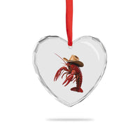 Cowboy Crawfish Heart Crystal Glass Ornament Yeeclaw Western Country Seafood Lobster Cajun Lovers