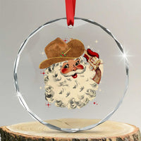 Cowboy Crystal Glass Ornament Santa Claus Merry Xmas Vintage 90s Western Country TS10
