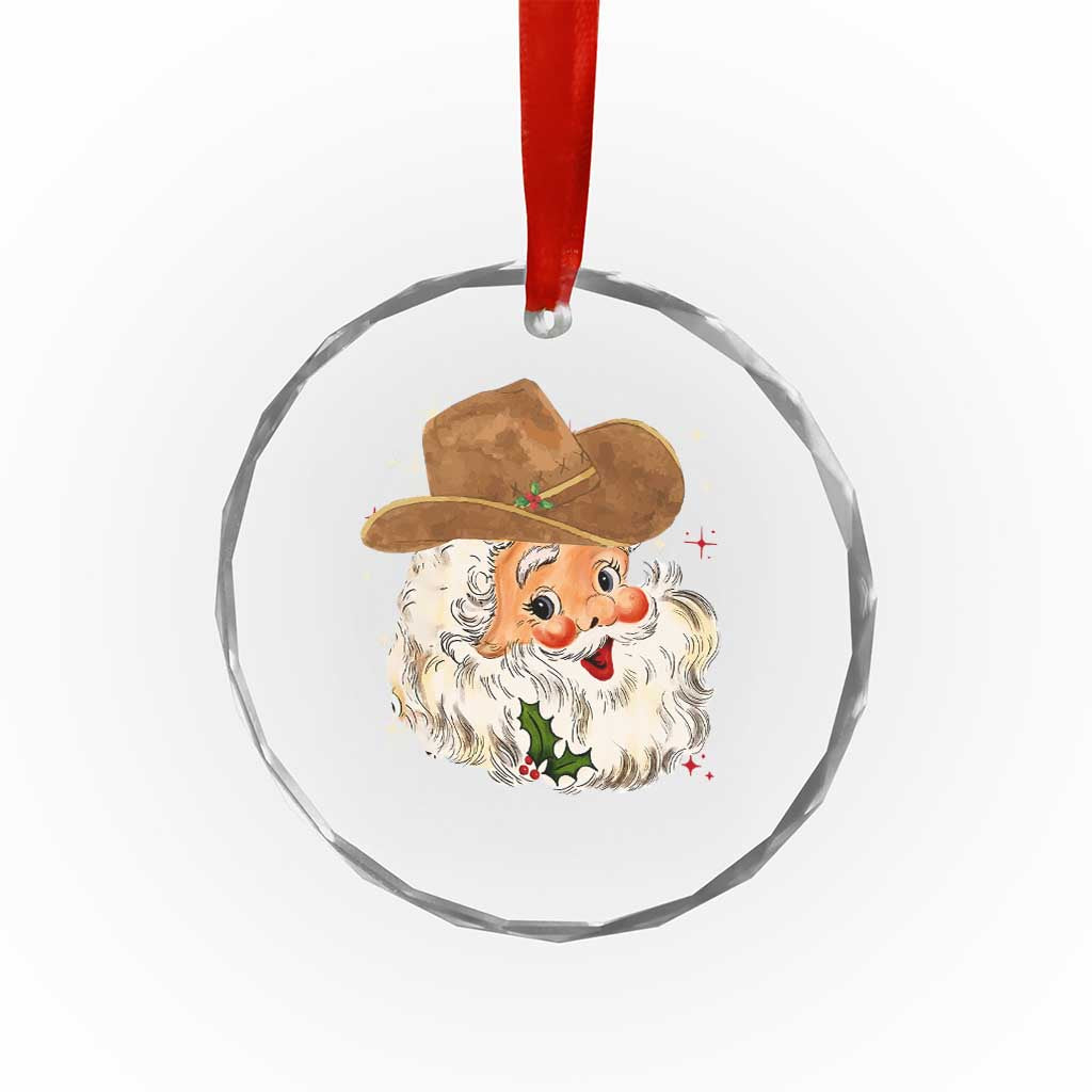 Cowboy Crystal Glass Ornament Santa Claus Vintage 90s Western Country Music Outfit TS10