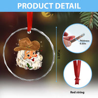 Cowboy Crystal Glass Ornament Santa Claus Vintage 90s Western Country Music Outfit TS10