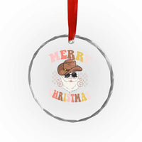 Cowboy Crystal Glass Ornament Vintage 90s Western Groovy Santa Claus Xmas Vibes TS10