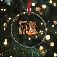 Cowboy Fall Season Thanksgiving Western Boots Pumpkin Crystal Glass Ornament - Wonder Print Shop