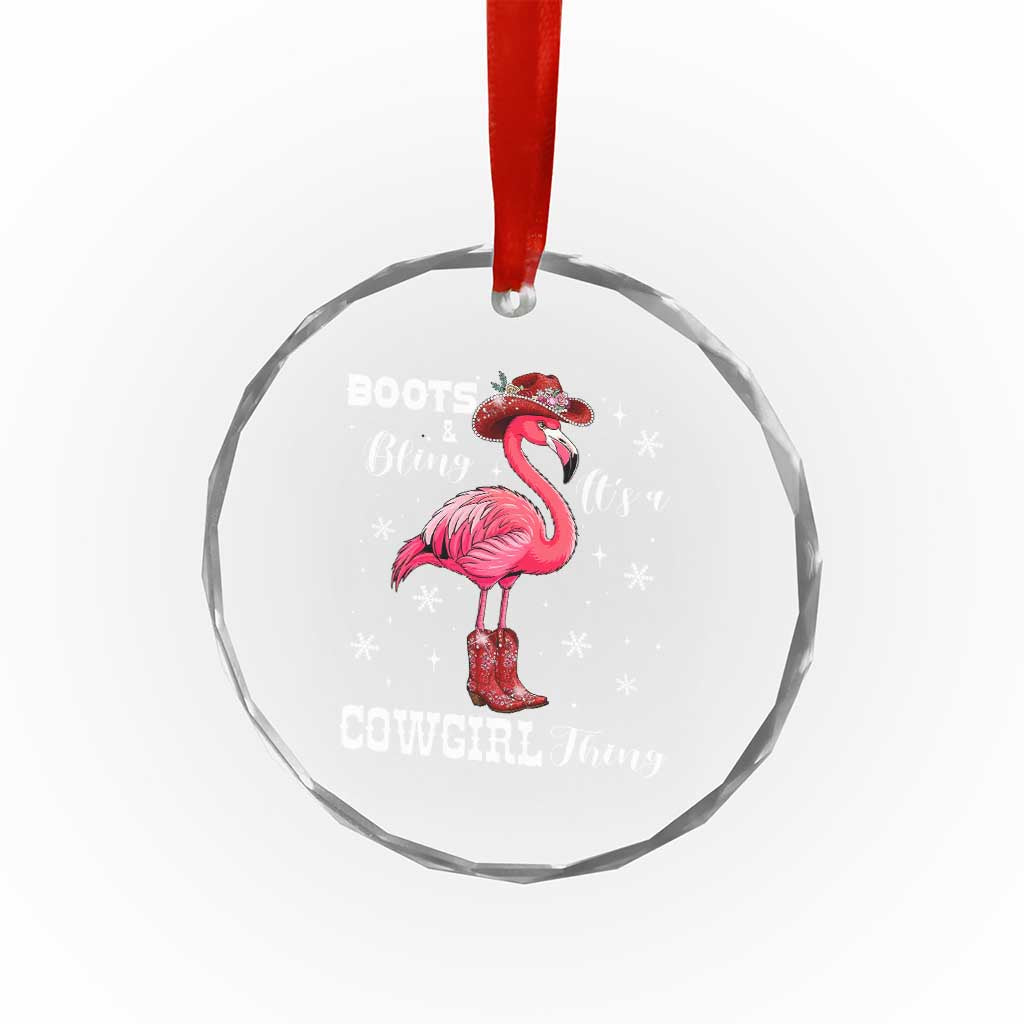 Cowboy Flamingo Crystal Glass Ornament Boots And Bling It Is A Cowgirl Thing - Wonder Print Shop