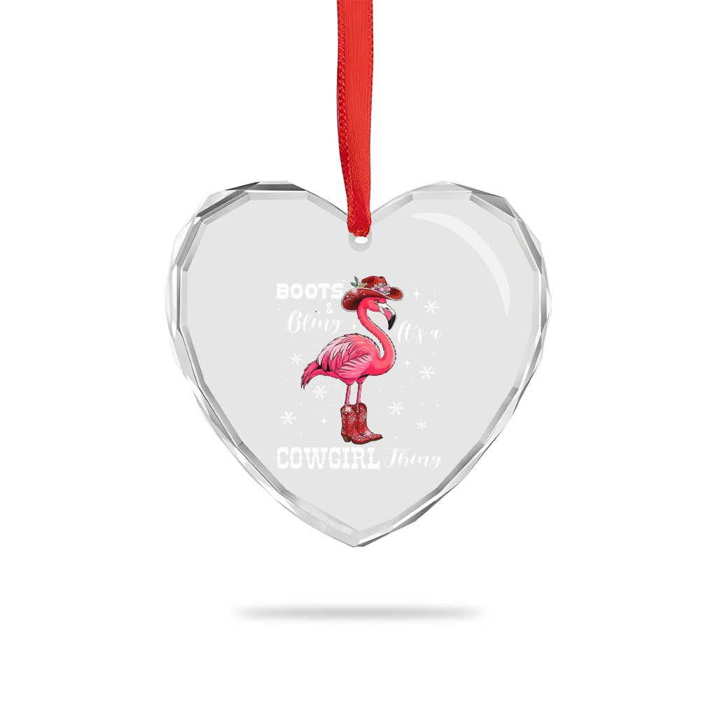 Cowboy Flamingo Heart Crystal Glass Ornament Boots And Bling It Is A Cowgirl Thing - Wonder Print Shop