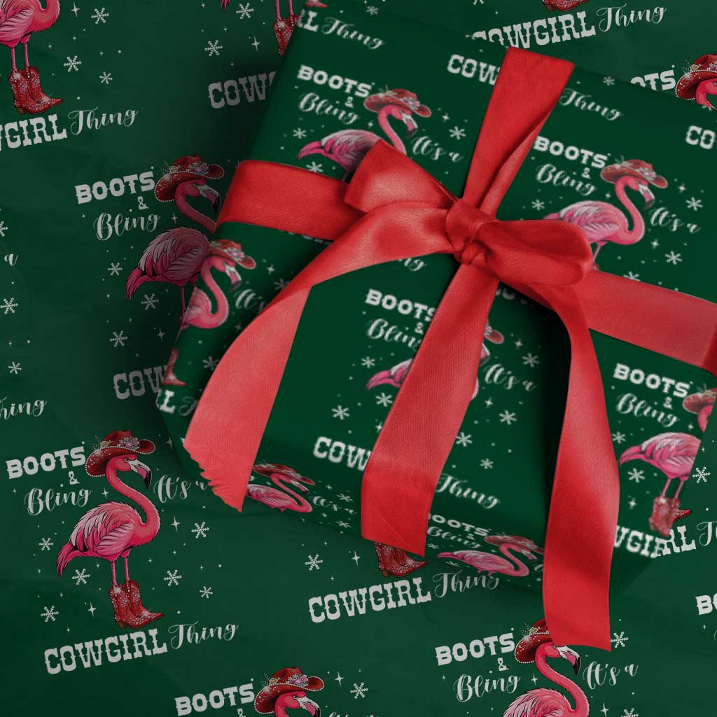 Cowboy Flamingo Wrapping Paper Roll Boots And Bling It Is A Cowgirl Thing - Wonder Print Shop