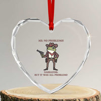 Cowboy Frog Meme Heart Crystal Glass Ornament Funny Me No Problemo Narrator - Wonder Print Shop