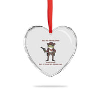 Cowboy Frog Meme Heart Crystal Glass Ornament Funny Me No Problemo Narrator - Wonder Print Shop