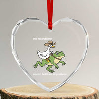 Cowboy Goose Meme Heart Crystal Glass Ornament Funny Frog Me No Problemo Narrator - Wonder Print Shop
