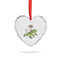 Cowboy Goose Meme Heart Crystal Glass Ornament Funny Frog Me No Problemo Narrator - Wonder Print Shop