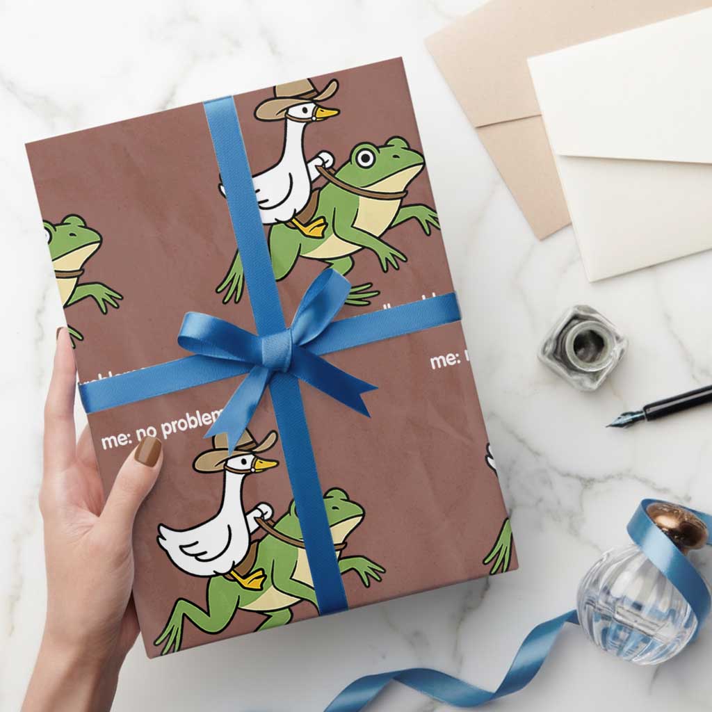 Cowboy Goose Meme Wrapping Paper Roll Funny Frog Me No Problemo Narrator - Wonder Print Shop