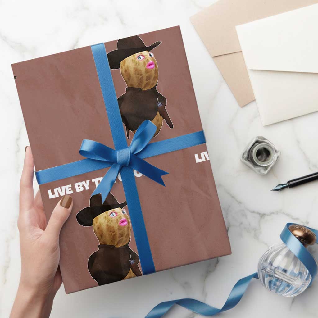Cowboy Peanut Meme Wrapping Paper Roll Live By The Goop Die By The Goop - Wonder Print Shop