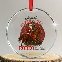 Cowboy Santa Christmas Crystal Glass Ornament Annual North Pole Rodeo Dec 25th - Wonder Print Shop