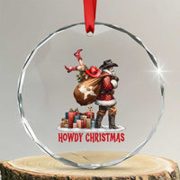 Cowboy Santa Christmas Crystal Glass Ornament Funny Western Xmas - Wonder Print Shop