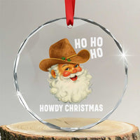 Cowboy Santa Christmas Crystal Glass Ornament Ho Ho Ho Howdy Christmas - Wonder Print Shop