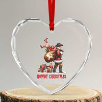 Cowboy Santa Christmas Heart Crystal Glass Ornament Funny Western Xmas - Wonder Print Shop