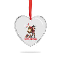 Cowboy Santa Christmas Heart Crystal Glass Ornament Funny Western Xmas - Wonder Print Shop