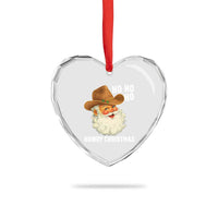 Cowboy Santa Christmas Heart Crystal Glass Ornament Ho Ho Ho Howdy Christmas - Wonder Print Shop