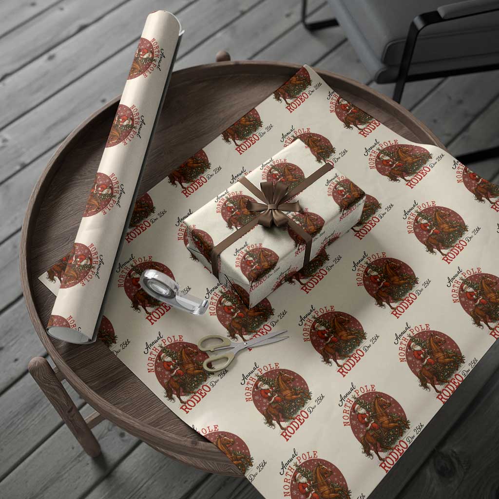 Cowboy Santa Christmas Wrapping Paper Roll Annual North Pole Rodeo Dec 25th - Wonder Print Shop