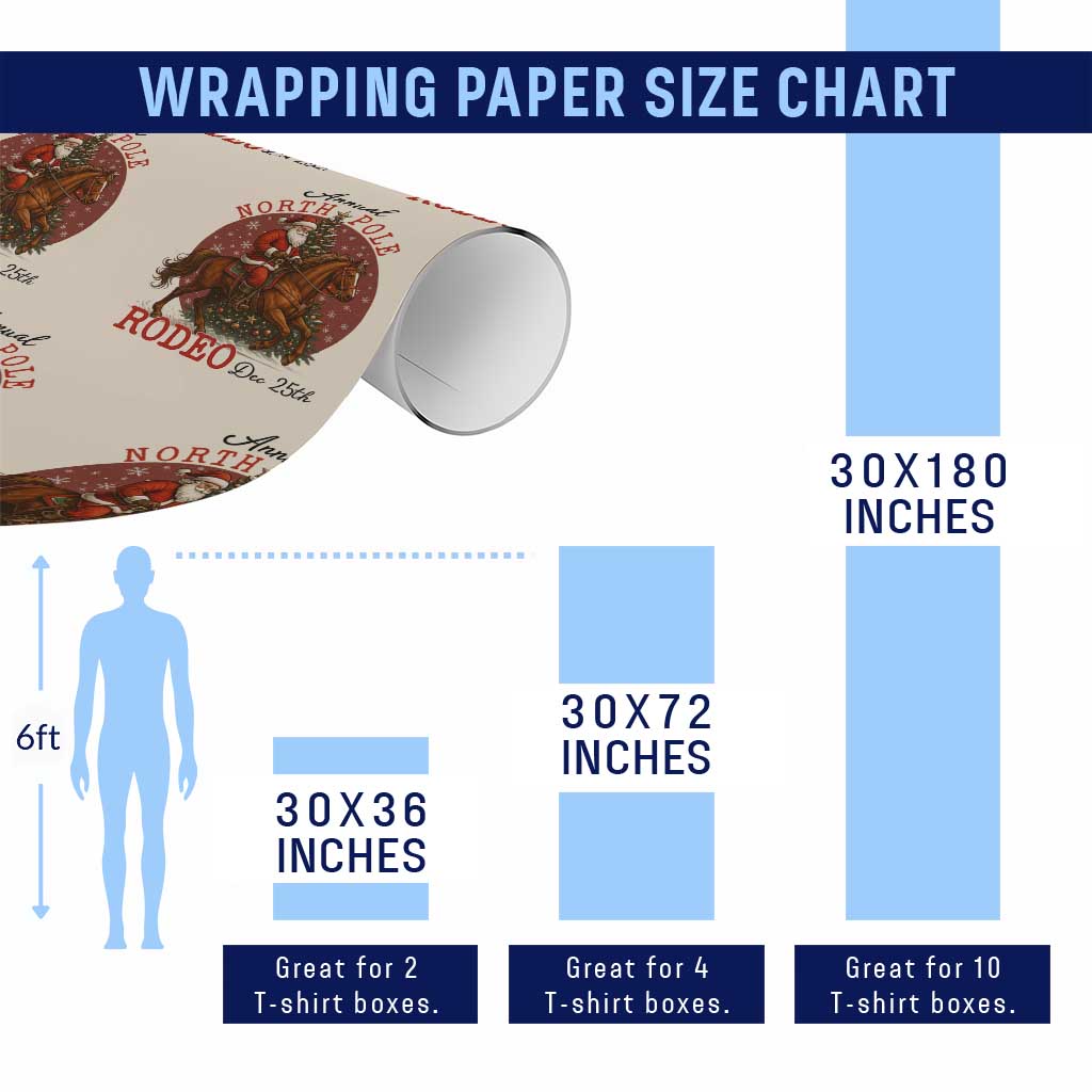 Cowboy Santa Christmas Wrapping Paper Roll Annual North Pole Rodeo Dec 25th - Wonder Print Shop