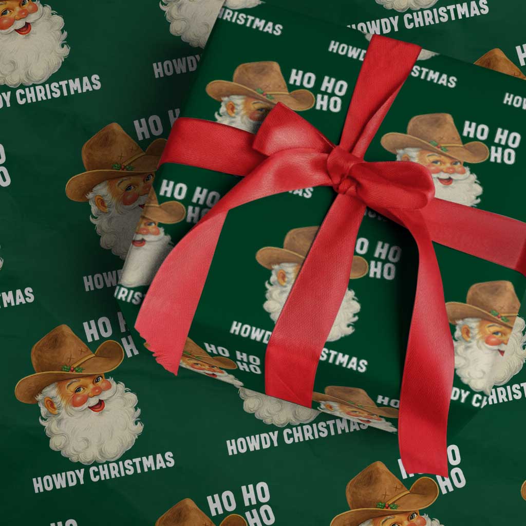 Cowboy Santa Christmas Wrapping Paper Roll Ho Ho Ho Howdy Christmas - Wonder Print Shop
