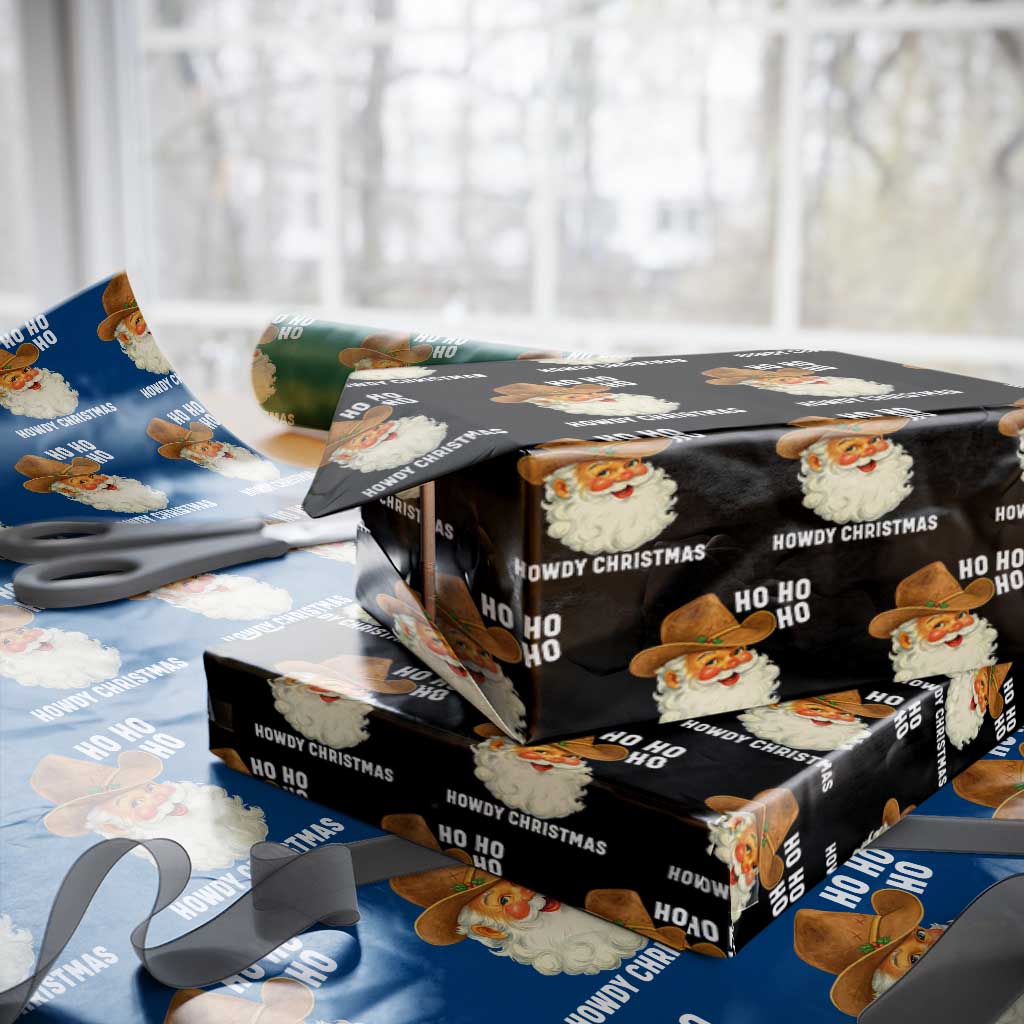 Cowboy Santa Christmas Wrapping Paper Roll Ho Ho Ho Howdy Christmas - Wonder Print Shop