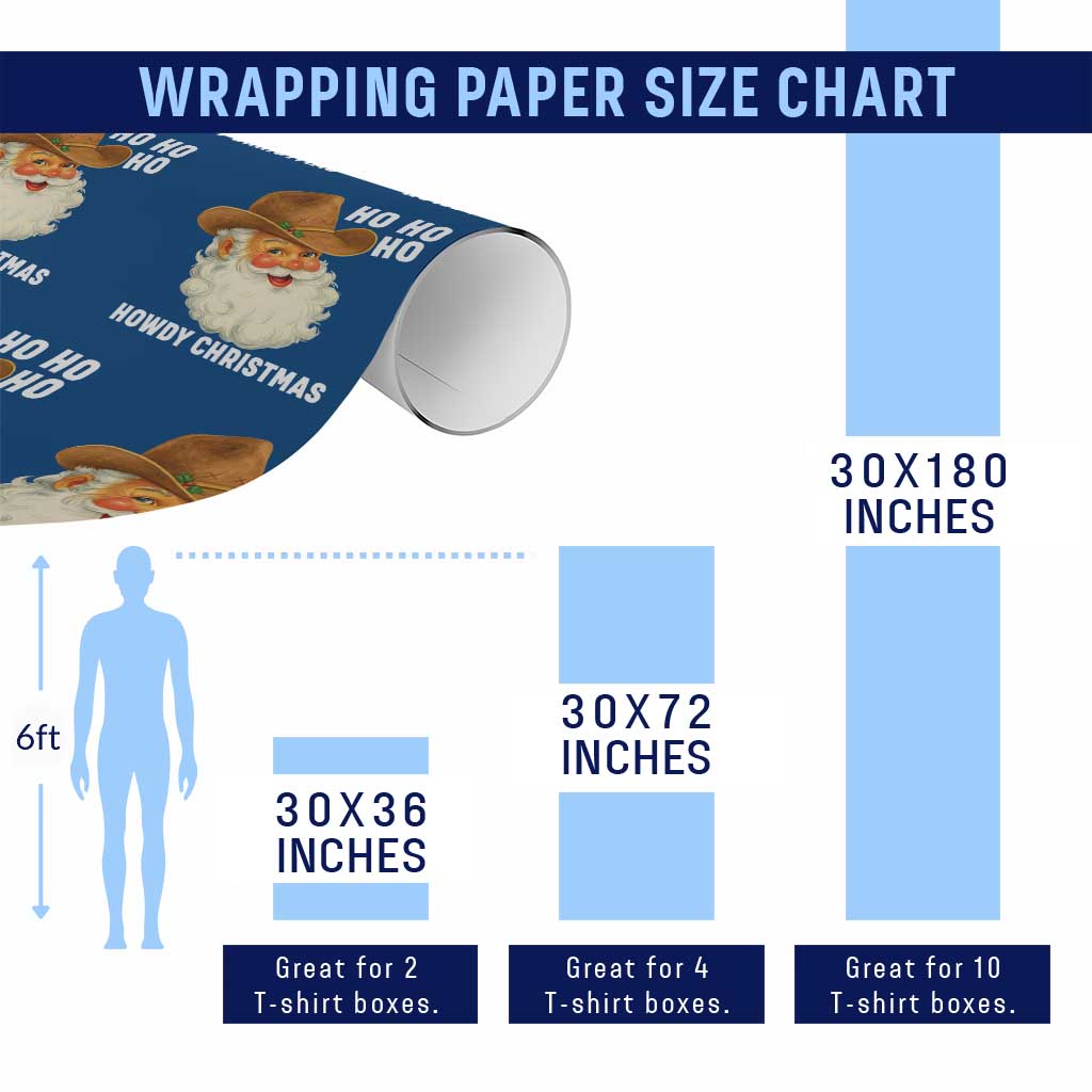 Cowboy Santa Christmas Wrapping Paper Roll Ho Ho Ho Howdy Christmas - Wonder Print Shop