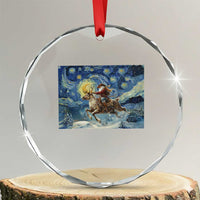 Cowboy Santa Starry Night Christmas Crystal Glass Ornament - Wonder Print Shop