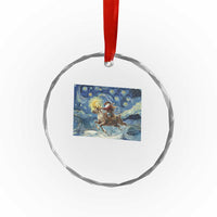 Cowboy Santa Starry Night Christmas Crystal Glass Ornament - Wonder Print Shop