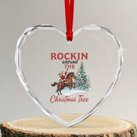 Cowboy Santa Western Christmas Heart Crystal Glass Ornament Rockin Around The Xmas Tree - Wonder Print Shop