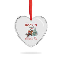 Cowboy Santa Western Christmas Heart Crystal Glass Ornament Rockin Around The Xmas Tree - Wonder Print Shop