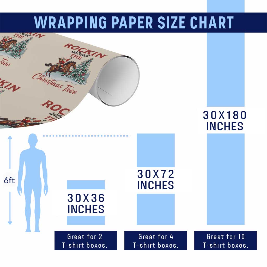 Cowboy Santa Western Christmas Wrapping Paper Roll Rockin Around The Xmas Tree - Wonder Print Shop