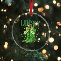 Cowboy St Patrick's Day Crystal Glass Ornament Lucky Girl Boots