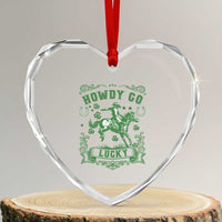 Cowboy St Patrick's Day Heart Crystal Glass Ornament Howdy Go Lucky