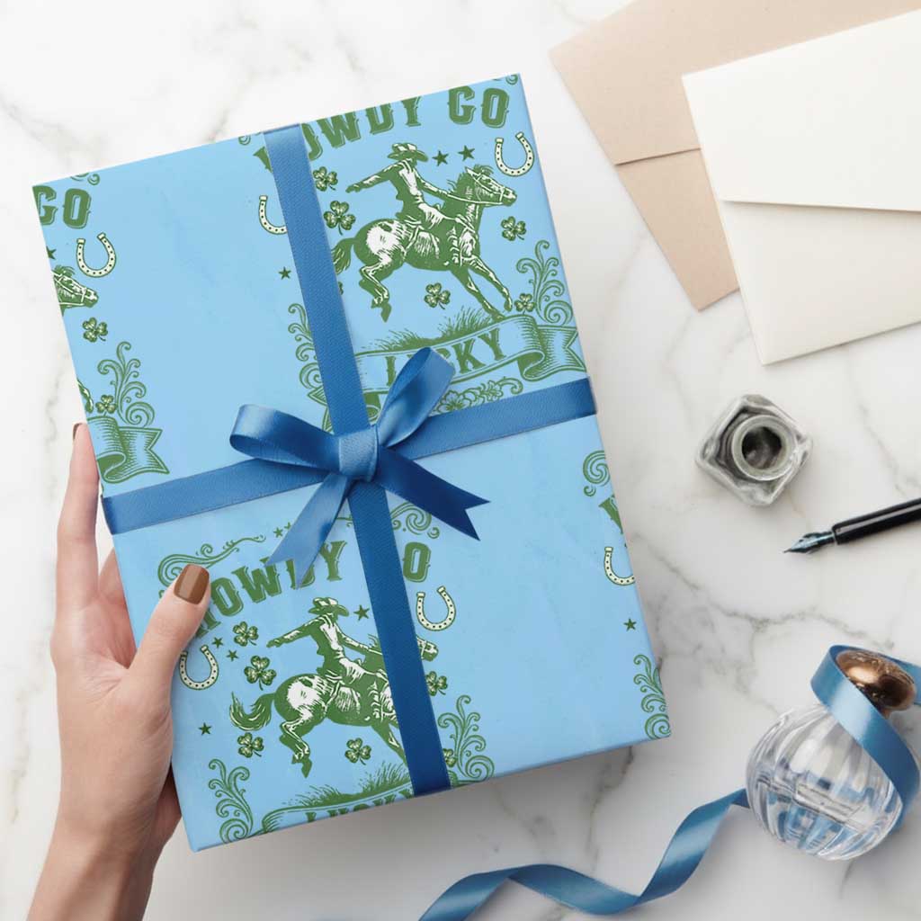 Cowboy St Patrick's Day Wrapping Paper Roll Howdy Go Lucky