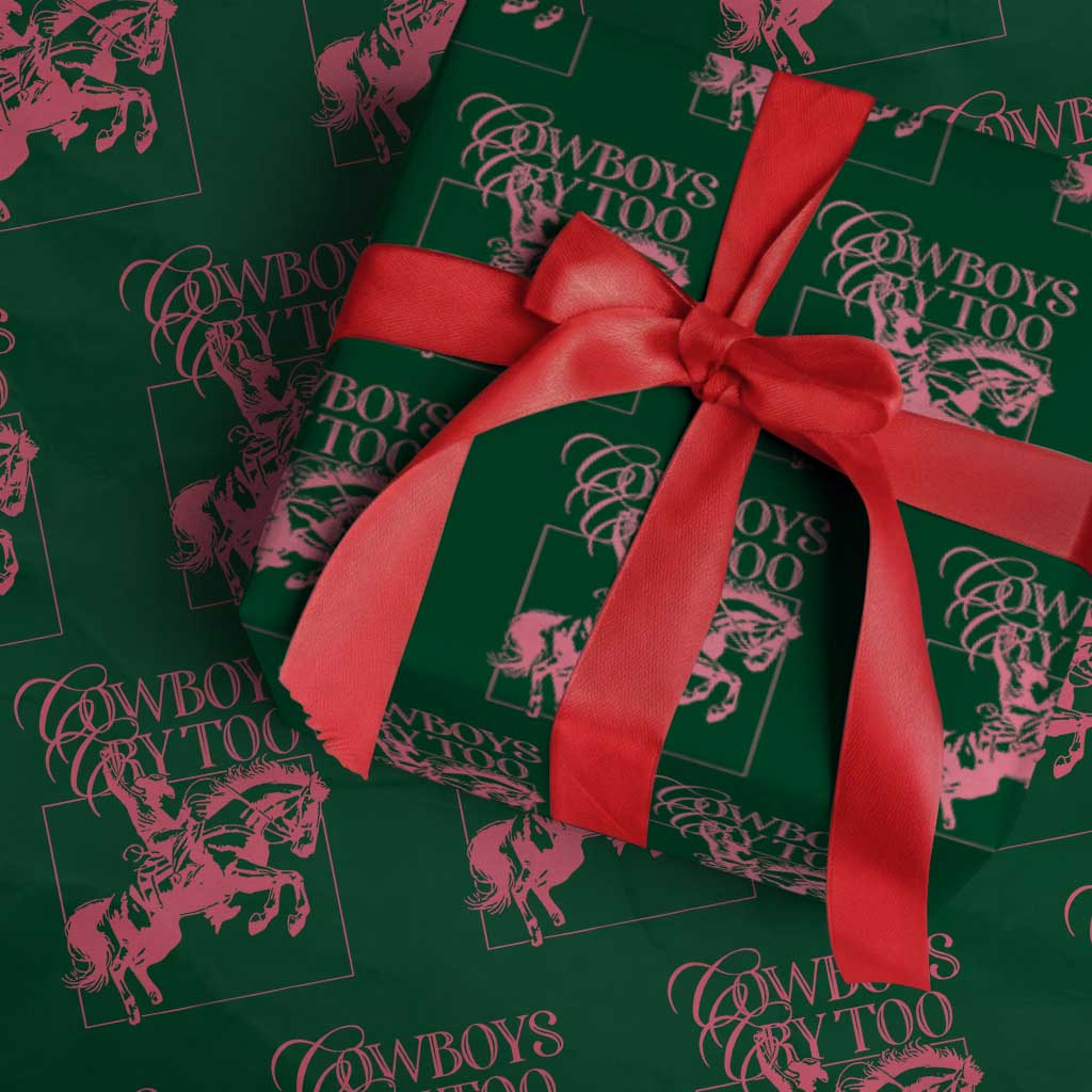 Cowboys Cry Too Wrapping Paper Roll Western Rodeo Cowgirl Cowboy Aesthetic Pink - Wonder Print Shop